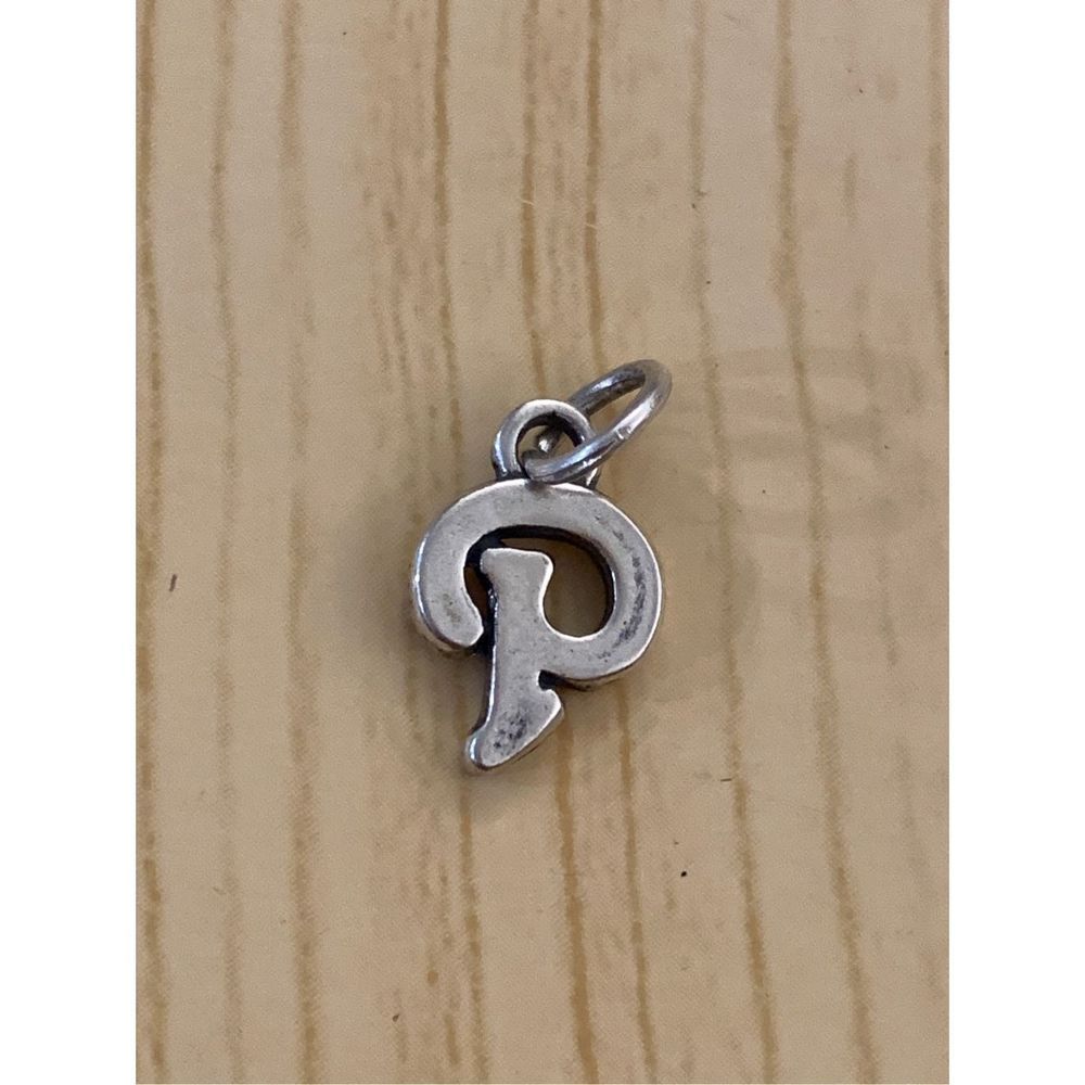 .925 Letter Script P Sterling Silver Jewelry Charm #alphabet